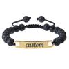 Stainless Steel DIY for Bracelet Pink Zebra Stone Bead Fashionable Curved Design Geometric Custom Nameplate Trendy Couple