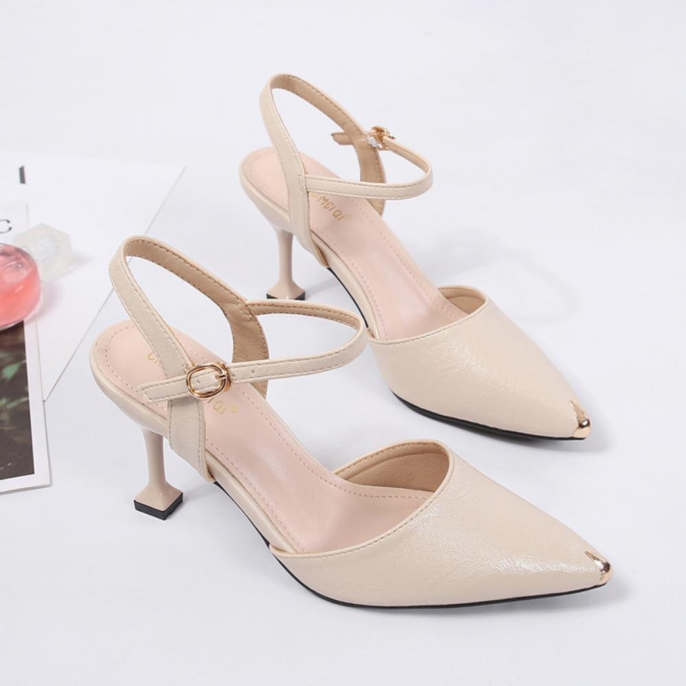 Роскошные босоножки женские на каблуках сексуальные черные босоножки с пряжкой новые летние модные универсальные профессиональные женские туфли на среднем высоком каблуке