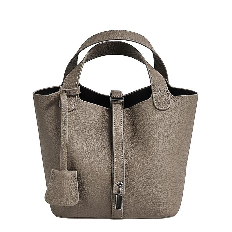 Настоящая кожаная сумка, женская сумка из коровьей кожи первого сорта, повседневная сумка для матери и ребенка, модная и простая сумка из коровьей кожи с рисунком личи, одна штука