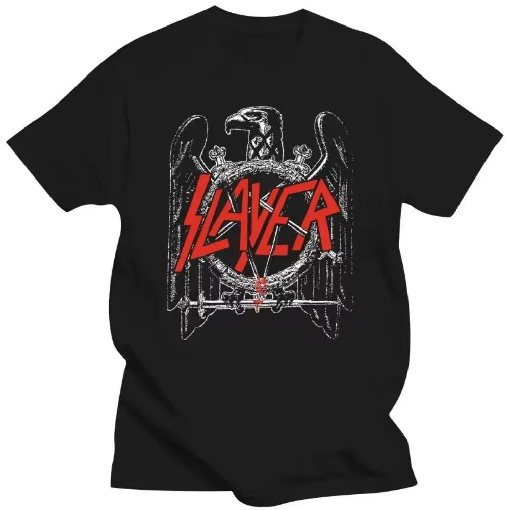 2025 Slayer Мужская футболка Black Eagle Мужская Женская Средняя Черная Футболка Хлопковая Футболка Семейные Парные Наряды Мужская Одежда