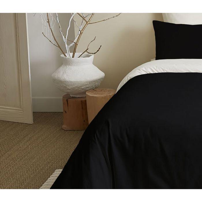 Complete Pack 6 Pieces Black/White Reversible Duvet Cover for Bed 140 X 190 Cm