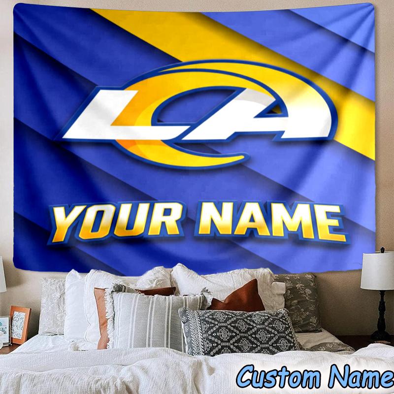 Custom Name Angeles Rams Hanging Tapestry Background Tapestry for Bedroom Living Room Dorm,Home Party Wall Decoration,Fan Gifts