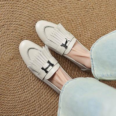 Замшевые модные весенние туфли на толстом каблуке женские туфли с круглым носком и кисточками и бахромой туфли-лодочки