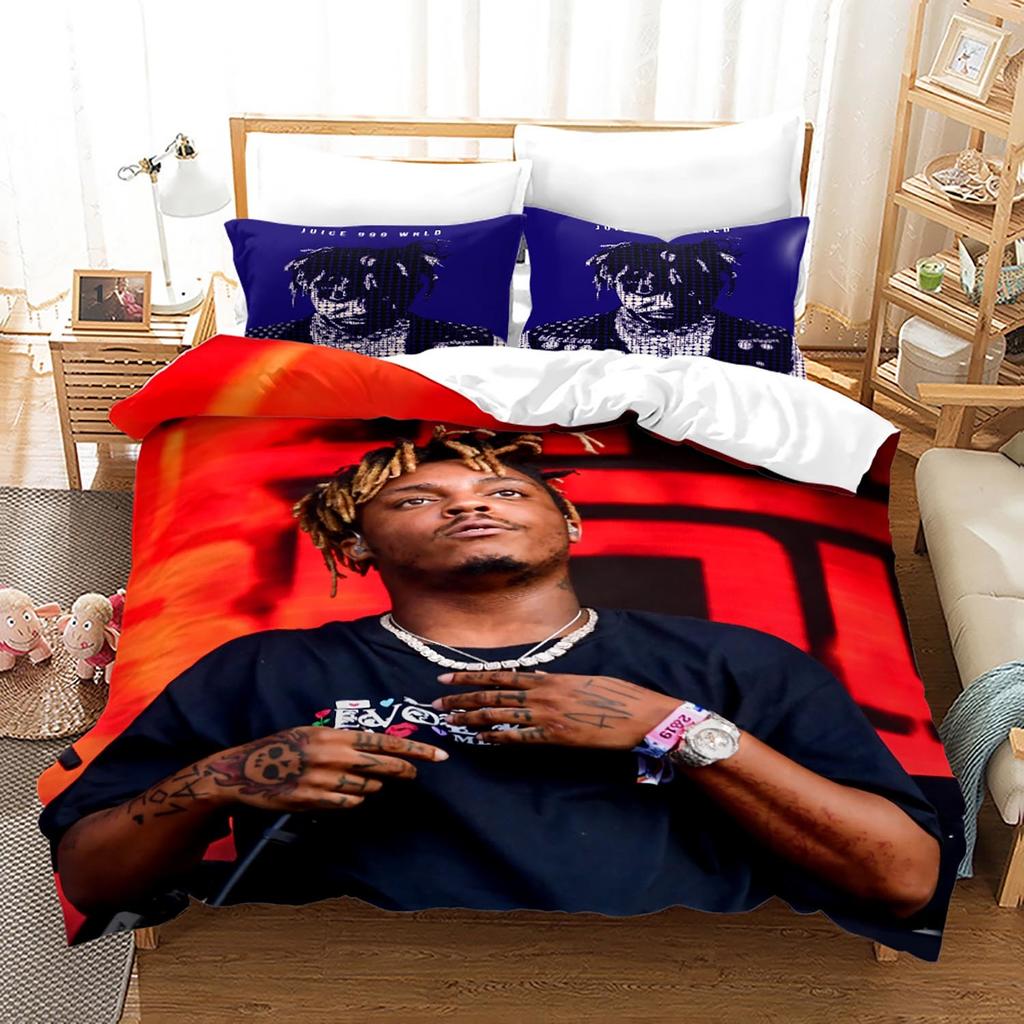 Новый Комплект Постельного Белья Juice Wrld Односпальный Полуторный Двуспальный Кинг-сайз Звезды Juice Wrld Комплект Постельного Белья Взрослый Детский Спальня Комплекты Пододеяльников 3D 018