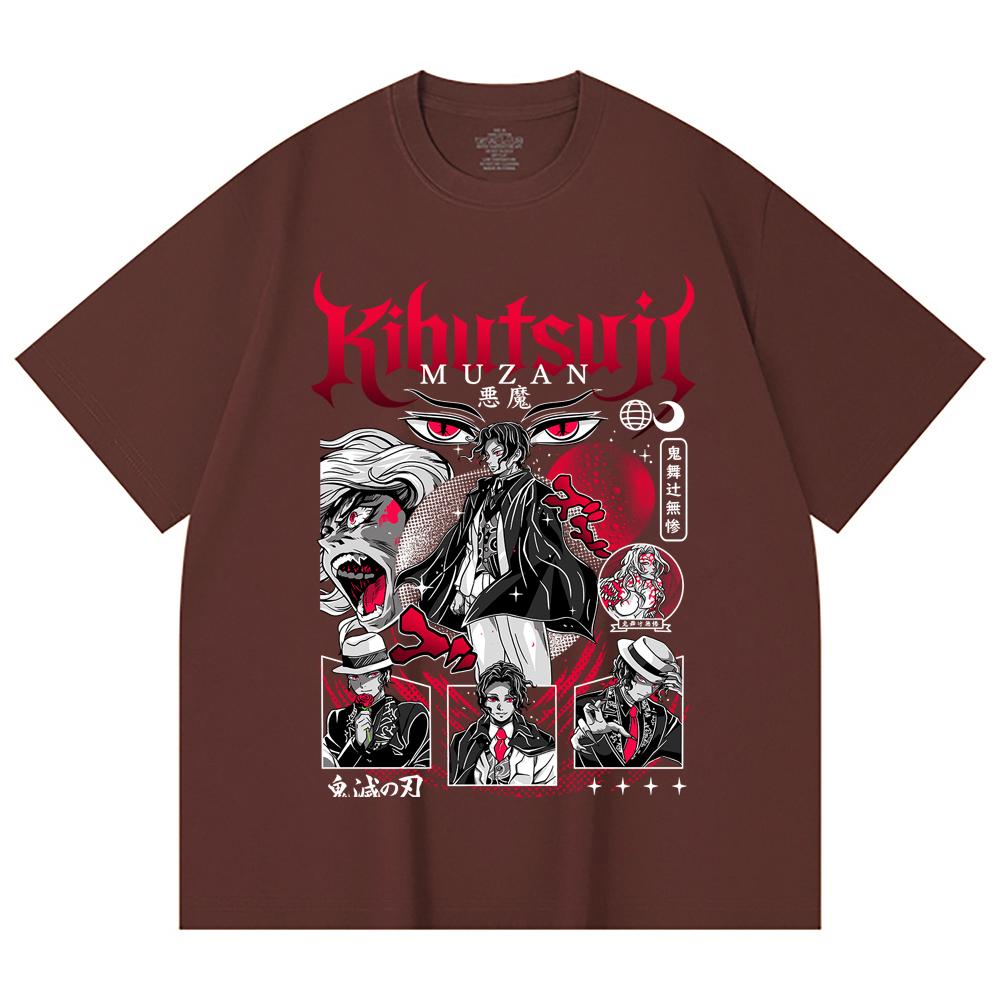 230 Gsm 100% Cotton Demon Slayer V34 Muzan Print Unisex Heavy Cotton T Shirt