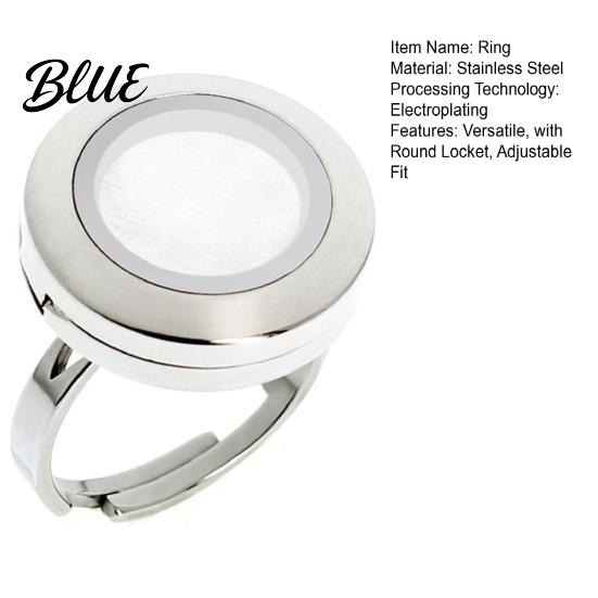 Unique Ring with Storage Box Round Photo Locket Adjustable Holds
