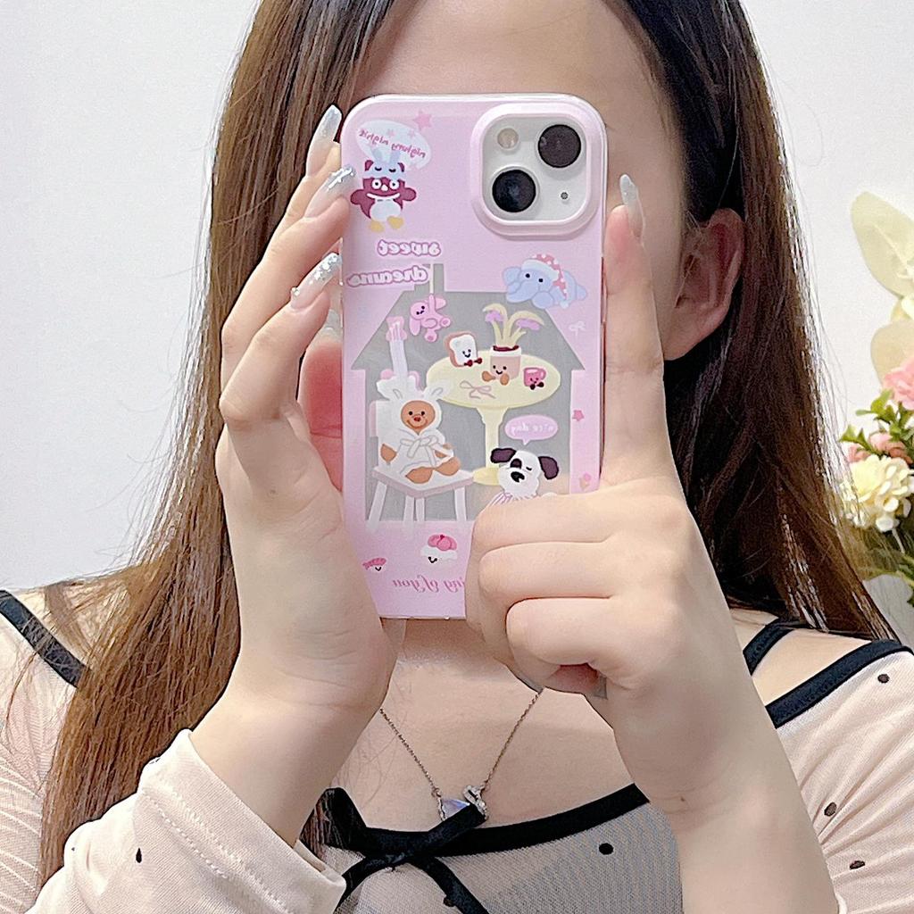 Силиконовый чехол Laser Cute Bear Dog для Xiaomi Redmi Note 12 11 Samsung A54 A24 A14 Oppo A78 A58 A38 Infinix Note 30 Funda Painted Cover Soft TPU Bumper