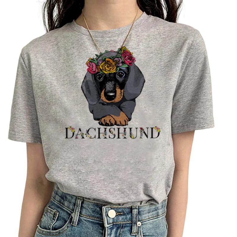 Футболка с таксой для женщин, футболка с комиксами и аниме, уличная одежда для девочек, одежда с аниме, футболки для женщин