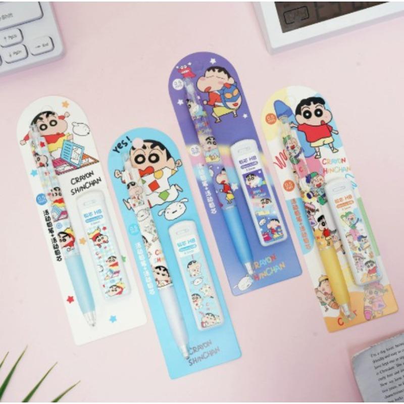 New Crayon Shinchan High-Value Automatic Pencil, Refillable, Push-to-Advance, No-Shaving Pencil Stationery Set