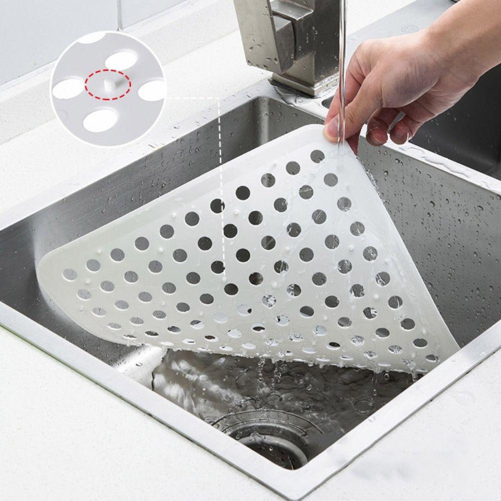 Anti-blocking Sink Drain Mat Hollow Dish Drying Mat Multifunctional Sink Protectors  Tableware