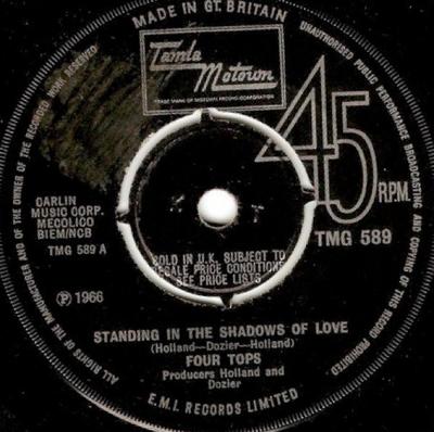 7-дюймовая пластинка FOUR TOPS - Standing In The Shadows Of Love TMG589 Tamla Motown 1967 Великобритания Соул/Фанк Б/У