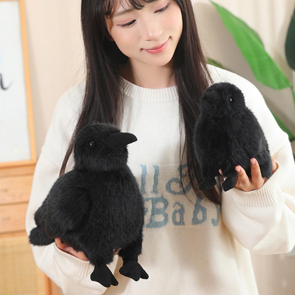 Interesting Crow Plush Toy Soft Plushie Funny Animal Plush Doll Black Crow Doll  Accompany Appease