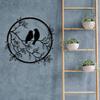 Metal Wall Art Bird On Branch Round Wall Art Bird Sign Wall Silhouette Bird Iron Artwork Hanging