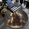 Brown Bear Round Area Rug,Carpet Rug for Living Room Bedroom Sofa Playroom Decor,Non-slip Floor Mat