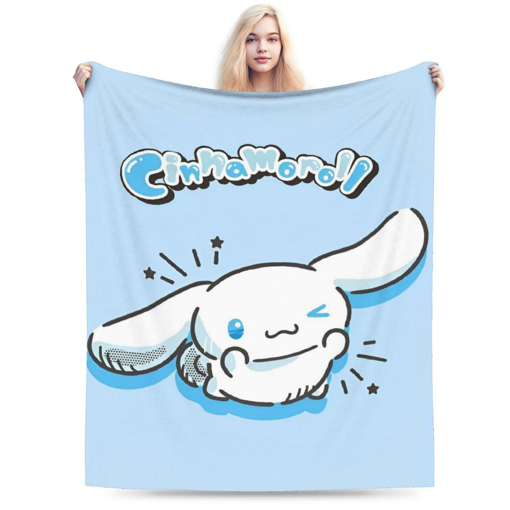 Kawaii Cinnamoroll Fleece Blanket Sanrio Cute Cartoon Dog Vintage Throw Blanket for Home Hotel Sofa 200x150cm Rug Piece
