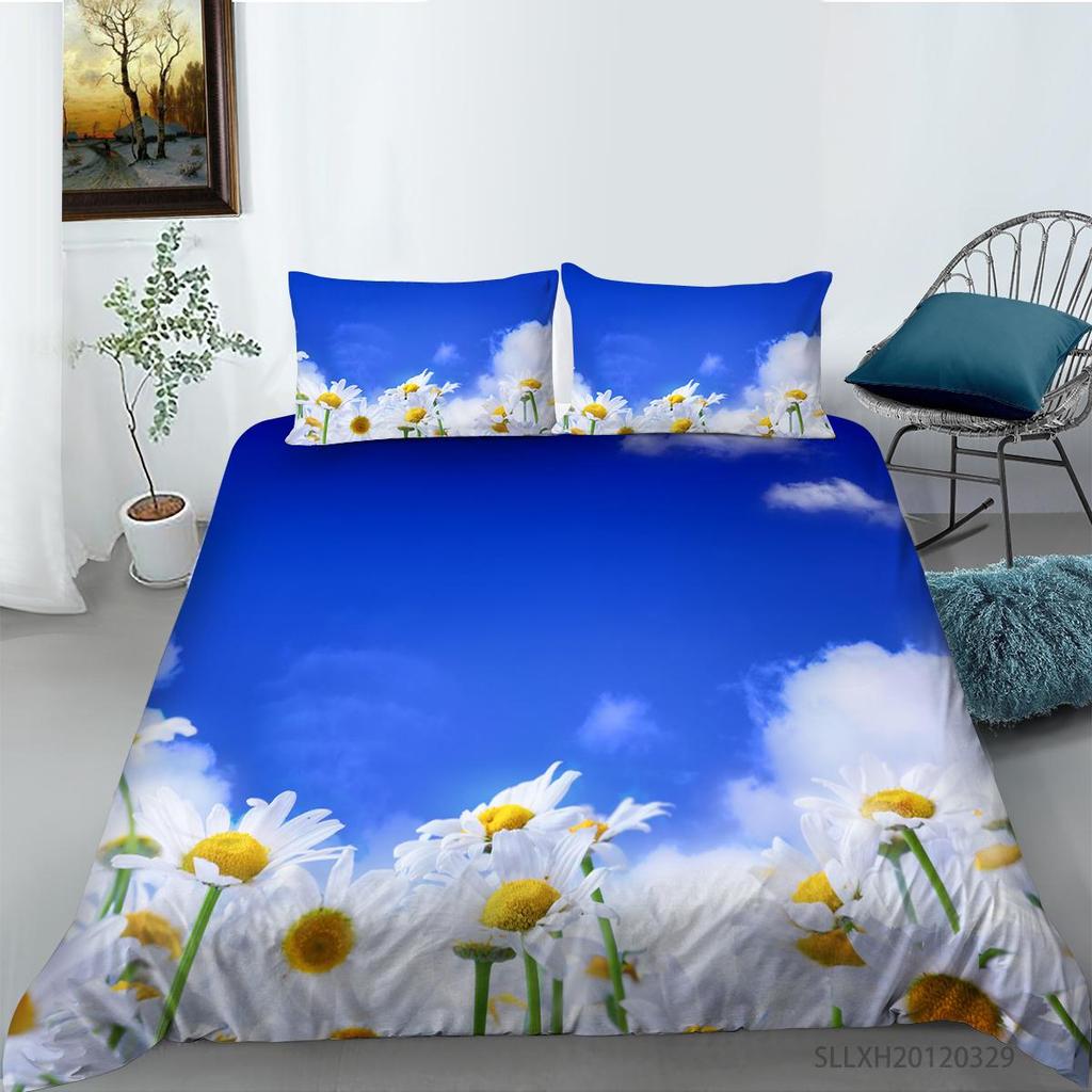 3D маленькое постельное белье с рисунком ромашки, односпальная двуспальная кровать, полноразмерная наволочка с рисунком хризантемы и пододеяльник, удобное украшение для дома