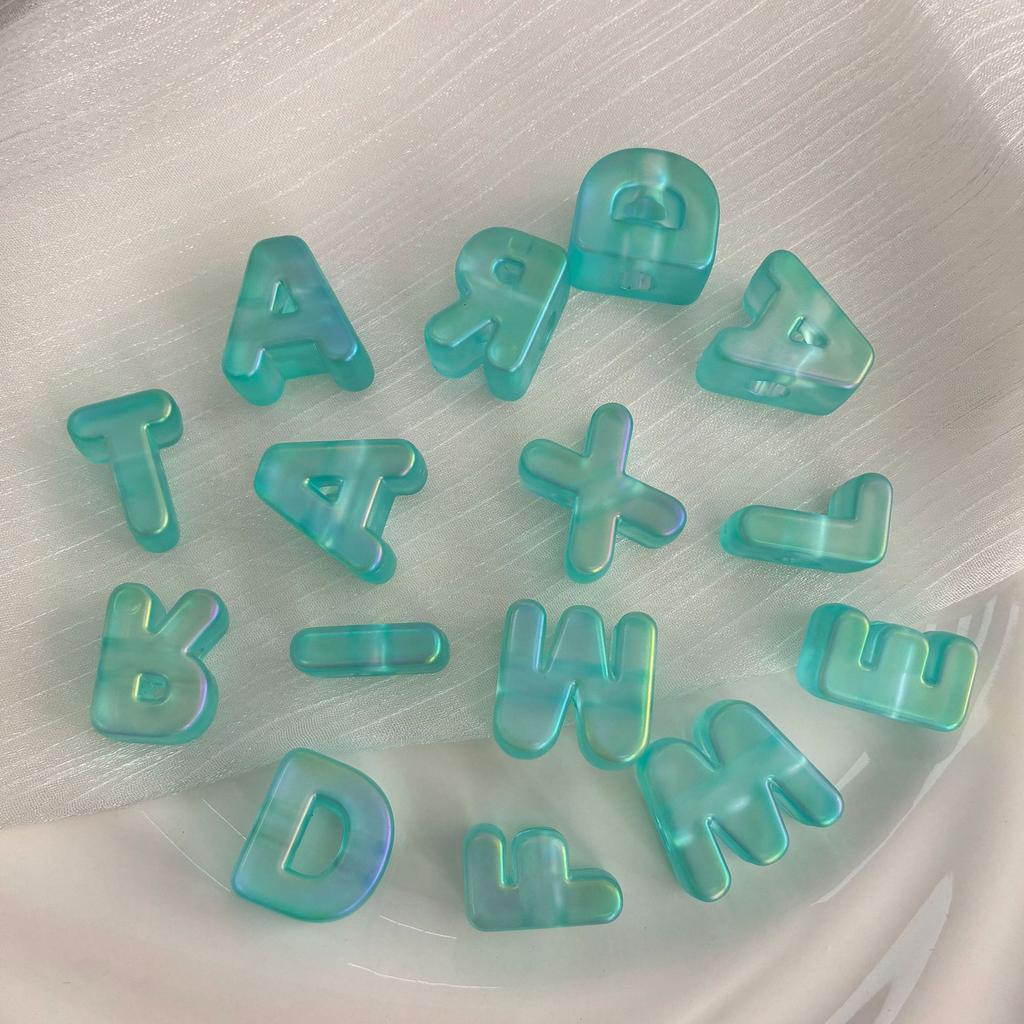 Transparent Acrylic UV Matte-nish Planet Bead Large-hole 26-letter Alphabet Beads DIY Handmade Loose Beads Phone Charm