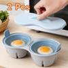 2 Piece 1/2 Cavity Kitchen Microwave Egg Cooker Heat-resistant Egg Poaching Cup  Breakfast