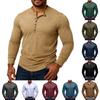Men'S Button Up Long Sleeved Fashionable Casual Sports Top