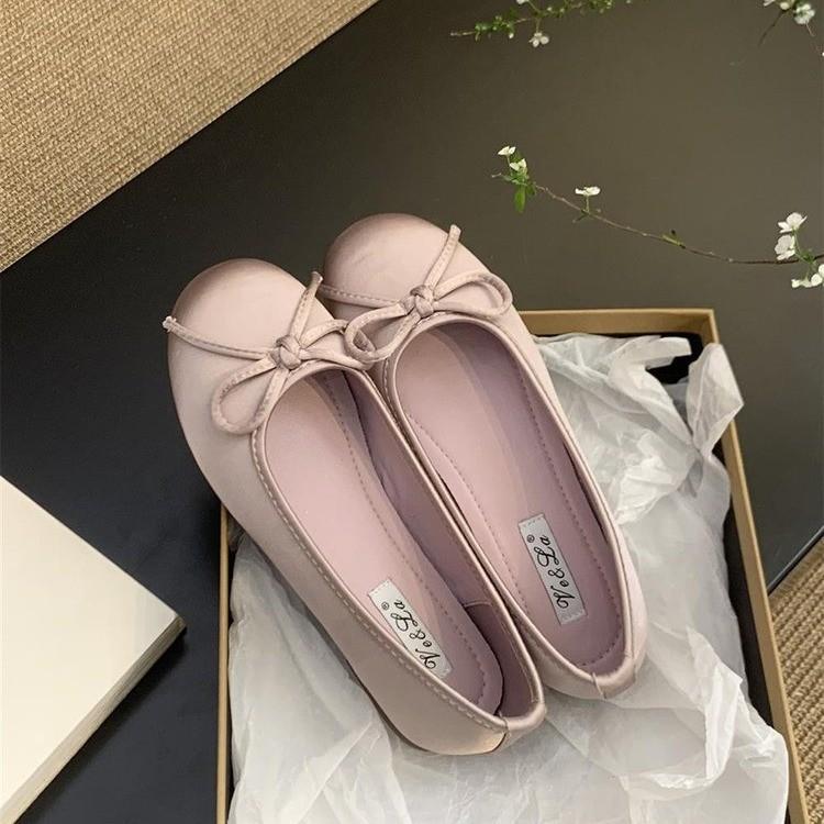 Балетки женские красные Fairy Wind, новинка 2025 года, нежные вечерние туфли-бини для бабушки с бантом