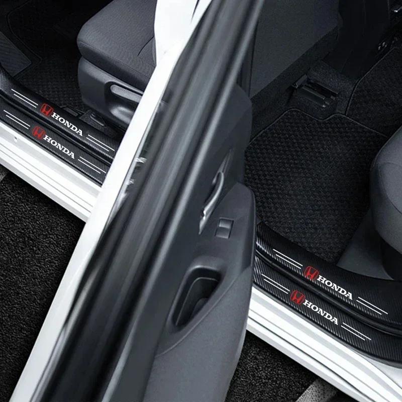 AAADK1 Car threshold protection sticker Honda Civci FIT CRV Accord HRV logo scratch resistant carbon fiber threshold decorative sticker