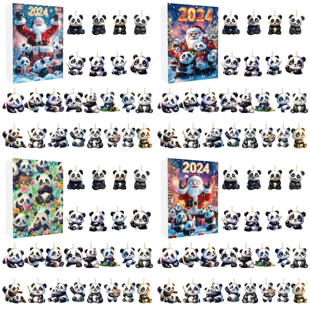 Panda Holiday Countdown Calendar Featuring 24 Acrylic Backpack Charms For Christmas Celebration