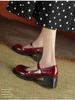 2025 Spring and Autumn New French Retro Mary Jane Single Shoes Round Head High Thick Heel Small Leather Shoes Women's Trend