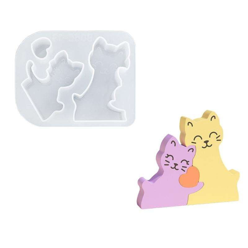 Desktop Ornament Mold Animal Holding Love Heart Candle Mould Silicone Mould for Jewelry Making and Handmade Craft