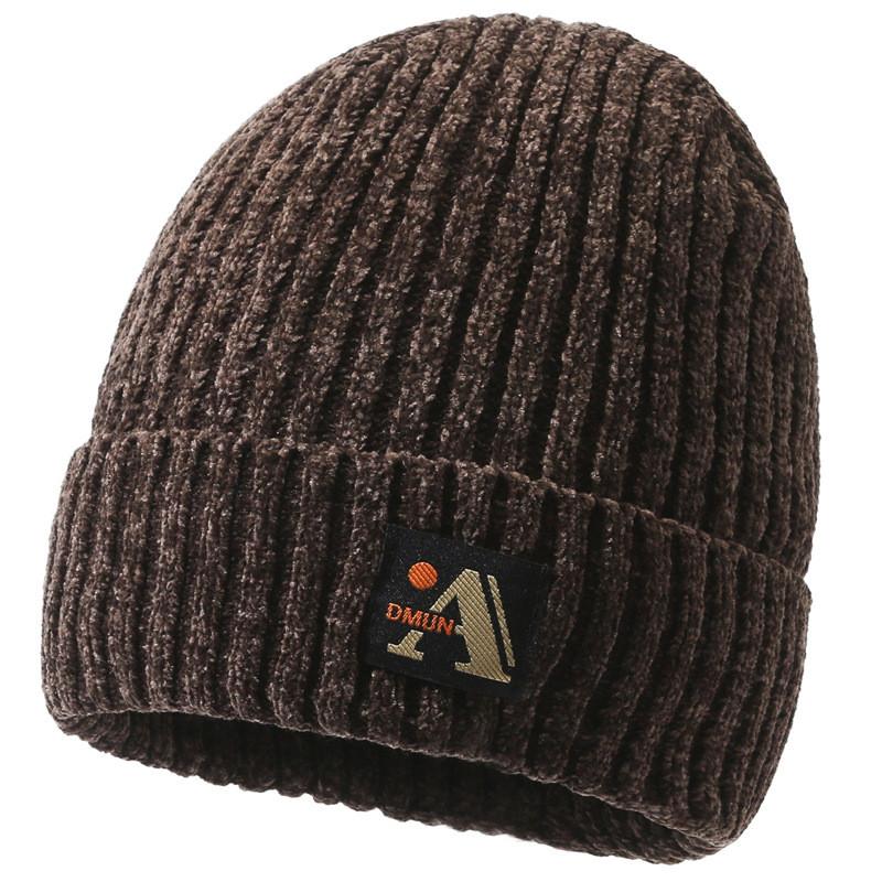 Printing A Letter Beanie Caps Solid Color Knitted Hat Windproof Fashion Gifts