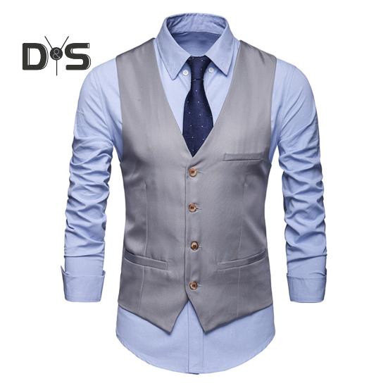 Мужской жилет в деловом стиле без рукавов с V-образным вырезом, облегающий кардиган, однобортный, однотонный, из шелковистой ткани, с карманами, свадебный жилет для жениха