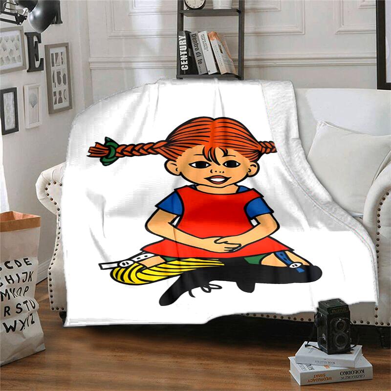 Pippi Longstocking Flannel Blanket Soft Warm All-Season Throw, Design for Camping, Car Travel, Hiking Sofa, Bed, Office Perfect Gift for Parties