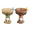 Resin Bird Feeder Dwarf Design Bird Water Bowl Fairy Garden Decoration Art Statue  Outdoor