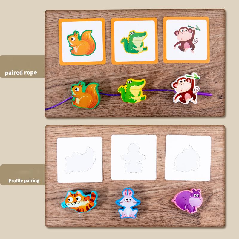 Монтессори Детские Деревянные Игрушки Сделай Сам Мультяшные Фрукты Животные Нанизывание Нанизывание Деревянные Бусины Развивающие Игрушки для Детей Рождественский Подарок