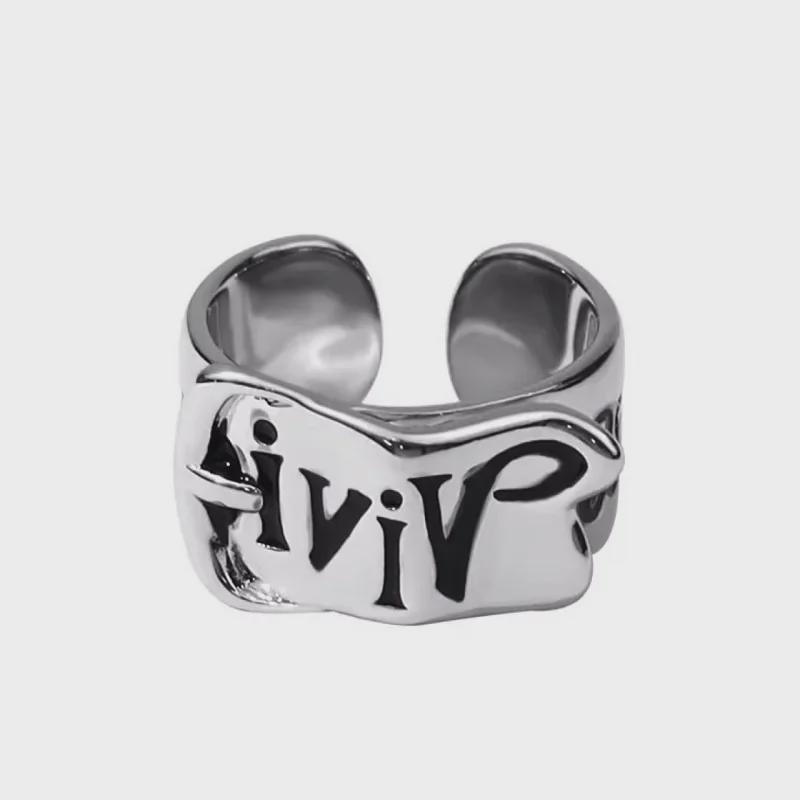 Корейское ретро нерегулярное металлическое открытое кольцо с буквами для женщин