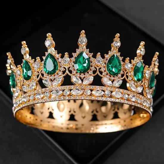 Women Crown Tiara Shiny Rhinestones Inlaid Queen Bridesmaids Crown Accessory for Wedding Halloween Birthday