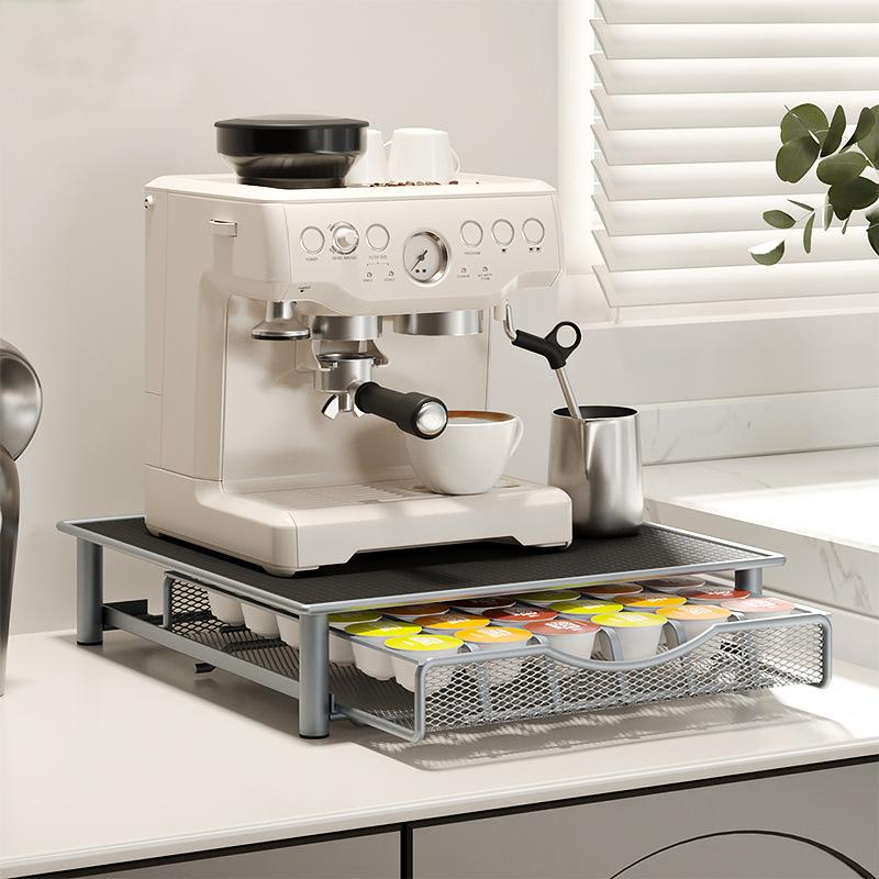 Стойка для хранения капсульного кофе, выдвижной органайзер, стойка для кофемашины с ящиком, ящик для хранения чайных пакетиков, кухонный органайзер, полки