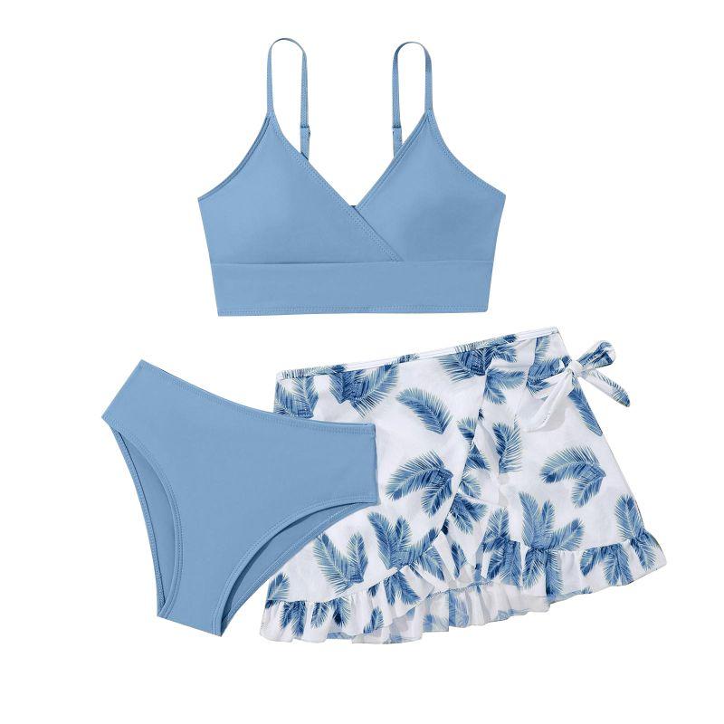 9-14 Years Kids Girls Swimsuit 3pcs Swimwear Summer Beach Clothes