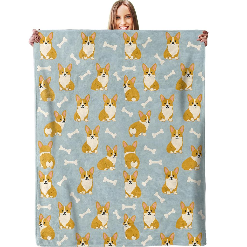 Cute Pet Dog Blanket Soft Lightweight Cozy Flannel Throw Blanket for Kids Lap Bedroom Sofa Couch Bed Travel Office Home Decor