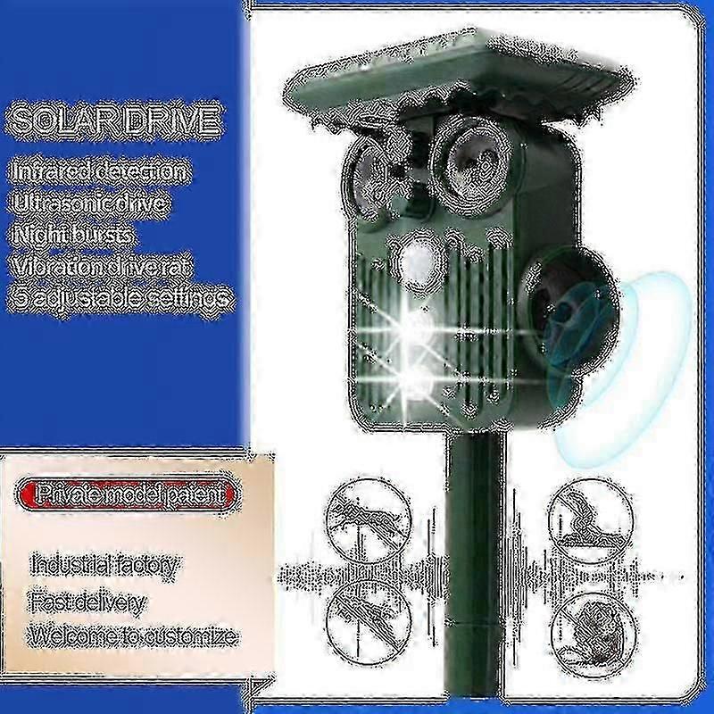 Ultrasonic Solar Deer Repeller - 5 Adjustable Modes - Get Rid Of Deer In 48 Hours