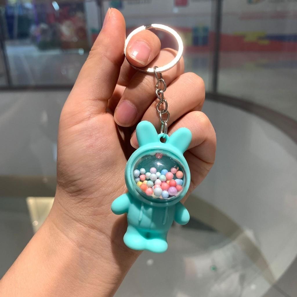 Adorable Cartoon Rabbit Keychain Cute 3d Key Ring For Car Keys In Pink
