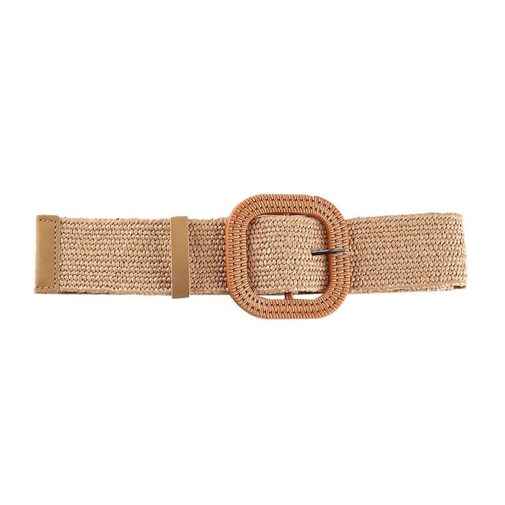 Summer Elastic Casual Wide Waist Belt Straw Belt Braided Waistbelt