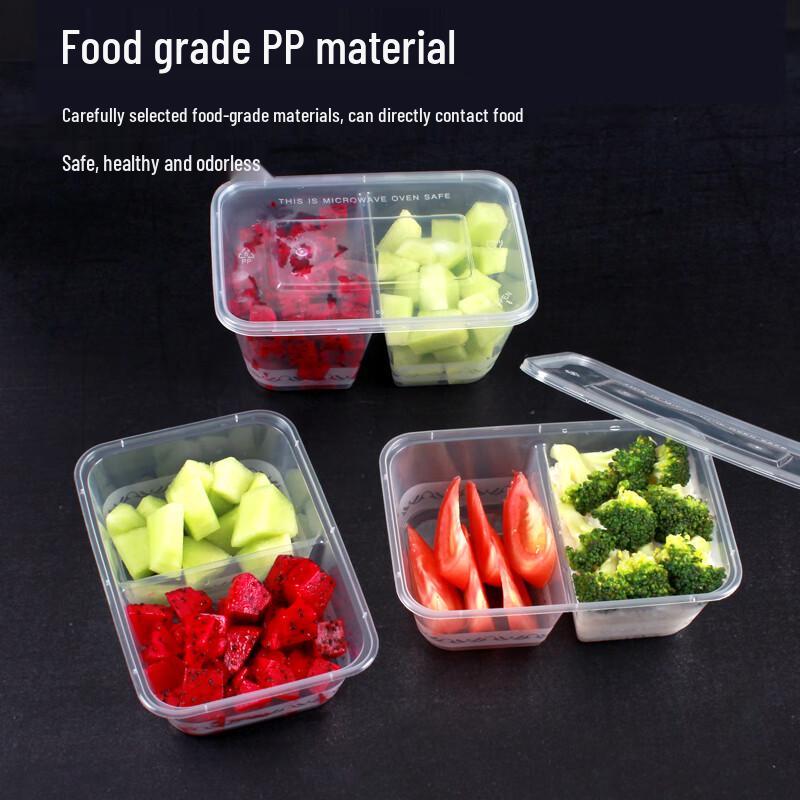 Disposable Double Compartment Microwavable Lunch Boxes, 50-Pack