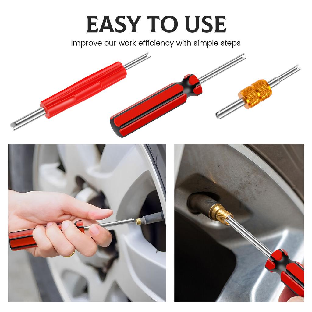 18 шт. Инструменты для ключа золотника Двусторонняя Ремонт линии кондиционирования воздуха Инструменты для шин Металлический съемник золотника Инструмент для снятия