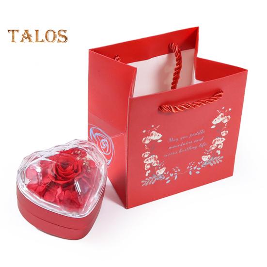 Шкатулка для колец, подарочная коробка с консервированными розами, органайзер для колец в форме сердца, консервированные цветы, подарки на годовщину для девушки, мамы