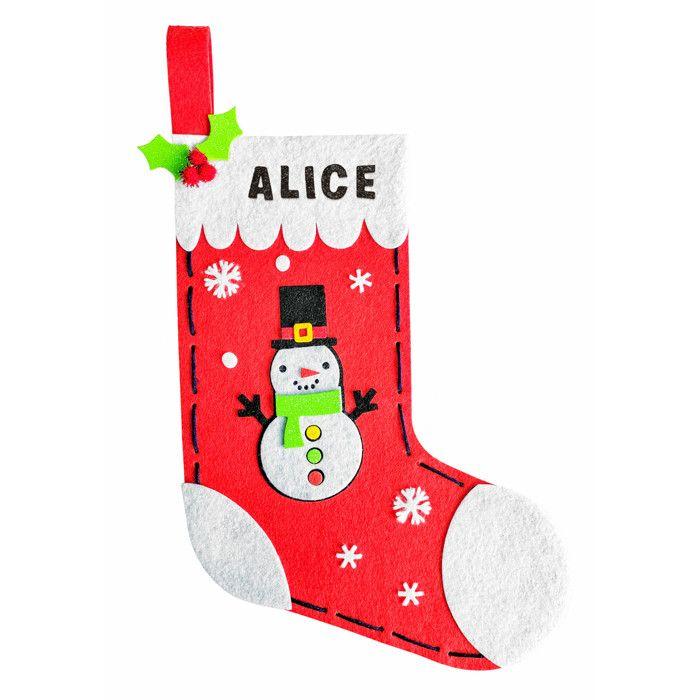 MégaCréa DIY - Chaussette de Noël rouge en feutrine à assembler 20 x 14 cm