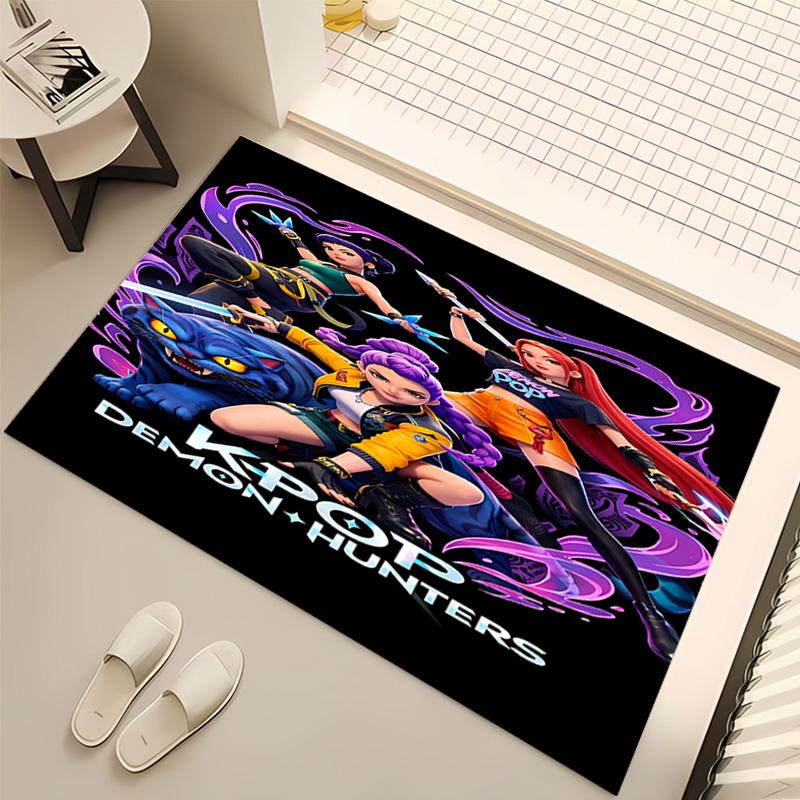 1pc Demon Hunter Print Area Rug - Soft, Washable Non-Slip Indoor Mat, Living Room, Home Office Decorative Rug,Office Decorative