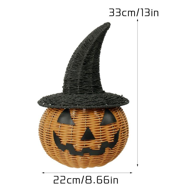 Hand Knit Pumpkin Decor With Witch Hat Halloween Party Table Setting Home Decoration