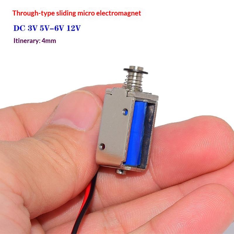Mini Through Type Push Pull Solenoid Electromagnet DC 5V 6V 12V 4mm Stroke Energy Saving for Small Automatic Equipment Production Line