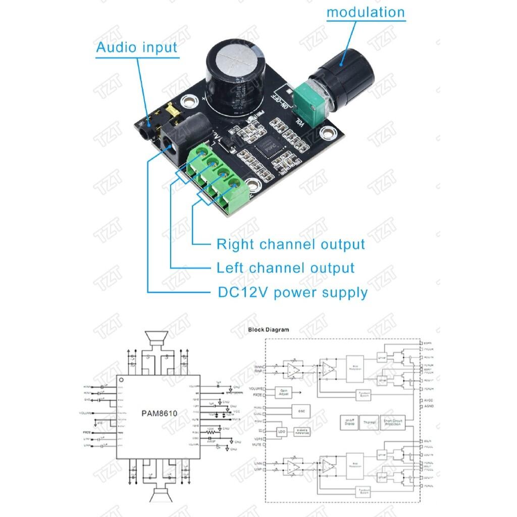 2 x 15 Вт PAM8610, плата цифрового аудиоусилителя двойной мощности класса D, 12 В