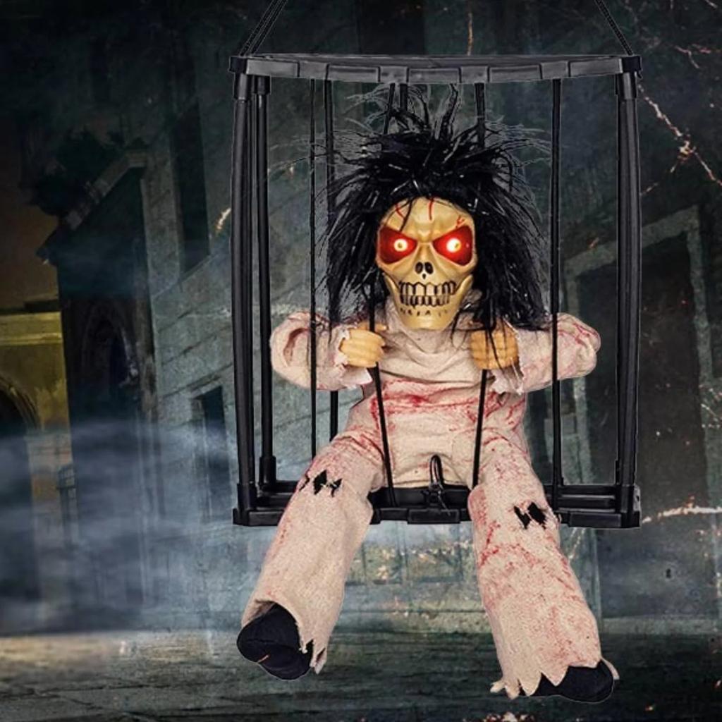 Halloween Horror Decoration: Electric Glow And Sound For Hanging Ghosts In Prison, Scary Prisoner Cages, Skeleton Hanging Ghosts